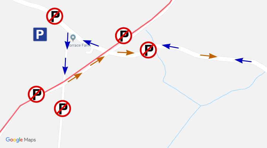 Map showing vehicle access to Horrace