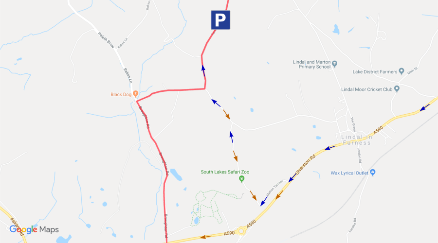 Map showing vehicle access to Marton